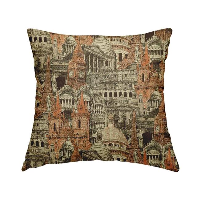 Weern Tourist Landmarks Cushion with Filling East Urban Home Size: 55cm H x 55cm W x 5cm D, Colour: Orange/Beige on Productcaster.