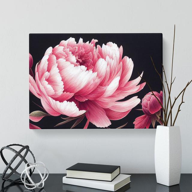 Beauteous Peonies - Wrapped Canvas Graphic Art Marlow Home Co. Size: 40cm H x 60cm W x 3cm D on Productcaster.