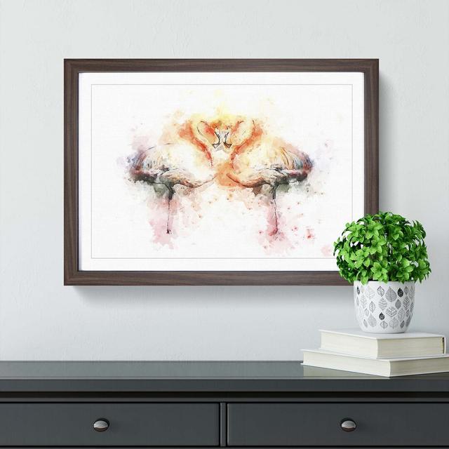 Pink Flamingo in Abstract - Picture Frame Painting Print East Urban Home Frame Option: Walnut, Size: 50cm H x 76cm W x 2cm D on Productcaster.