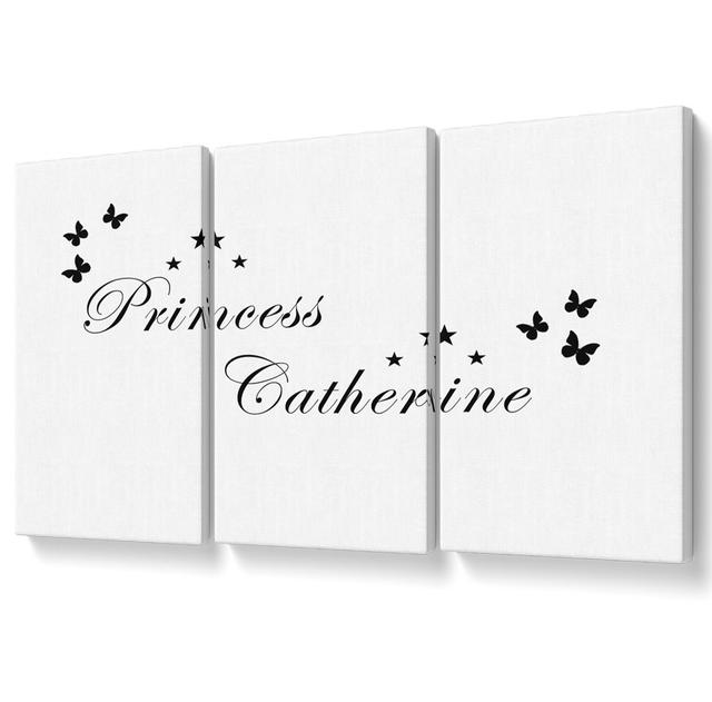 Your Own Name Princess White - 3 Piece Wrapped Canvas Graphic Art Maturi Size: 50.8cm H x 106.6cm W on Productcaster.