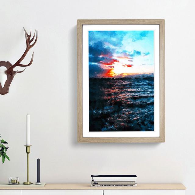 Moody Skies Above the Ocean - Picture Frame Graphic Art Print East Urban Home Size: 48cm H x 36cm W x 2cm D, Frame Option: Oak Framed on Productcaster.