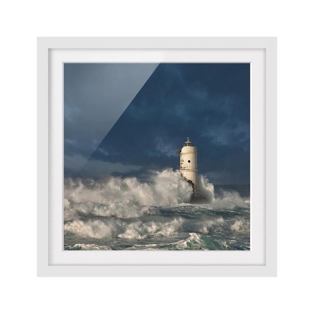 Gerahmtes Poster Lighthouse in Sardinia East Urban Home Rahmenoptionen: Mattes Weiß, Größe: 30 cm H x 30 cm B on Productcaster.