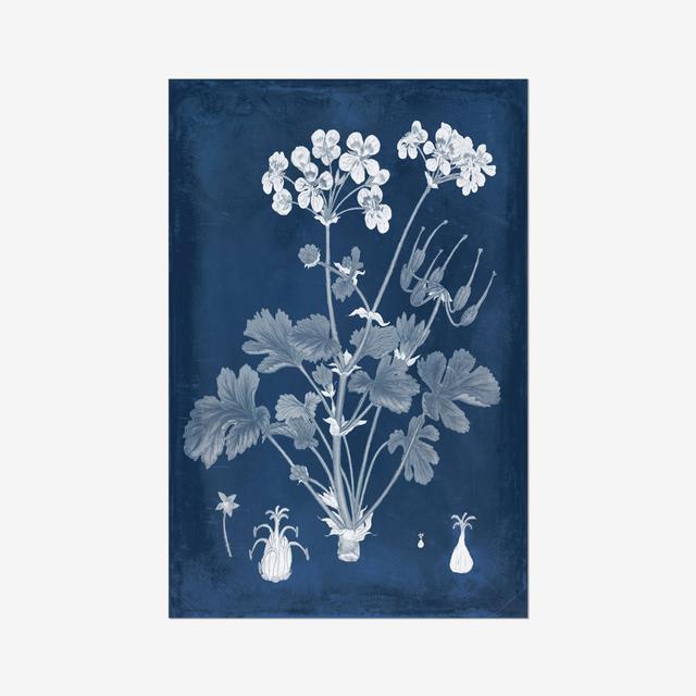 Botanical in Indigo III by Vision Studio - Wrapped Canvas Painting Print Marlow Home Co. Size: 76cm H x 51cm W, Format: Wrapped Canvas on Productcaster.