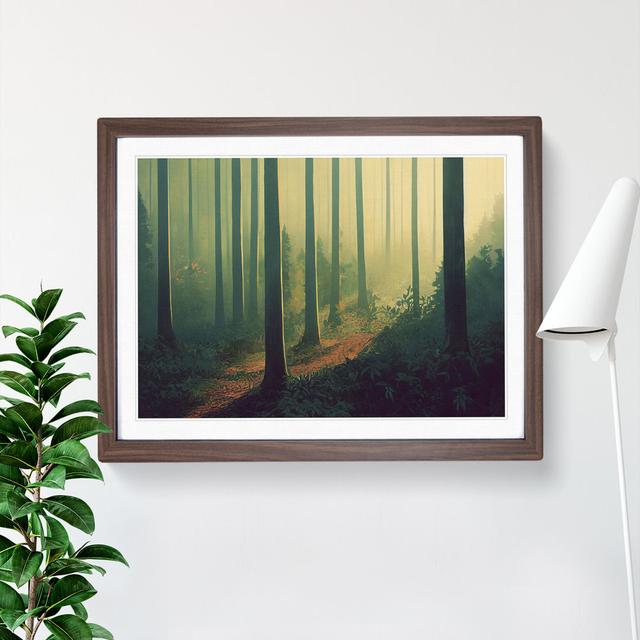 XH1022-6838X Peaceful Summer Forest - Graphic Art Union Rustic Size: 46cm H x 64cm W x 2cm D, Frame Colour: Brown on Productcaster.