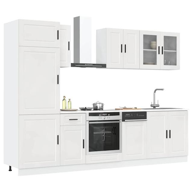 Vidaxl 8-Tlg. Küchenschrank-Set Kalmar Grau Sonoma Holzwerkstoff Ebern Designs Ausführung: Hochglanz-Weiß on Productcaster.