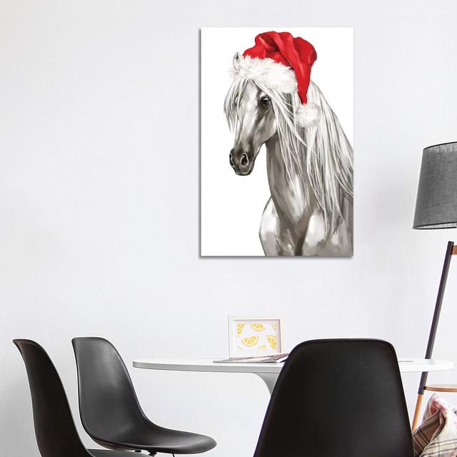 Christmas White Horse by Big Nose Work - Wrapped Canvas Graphic Art The Seasonal Aisle Size: 101.6cm H x 66.04cm W x 1.91cm D on Productcaster.