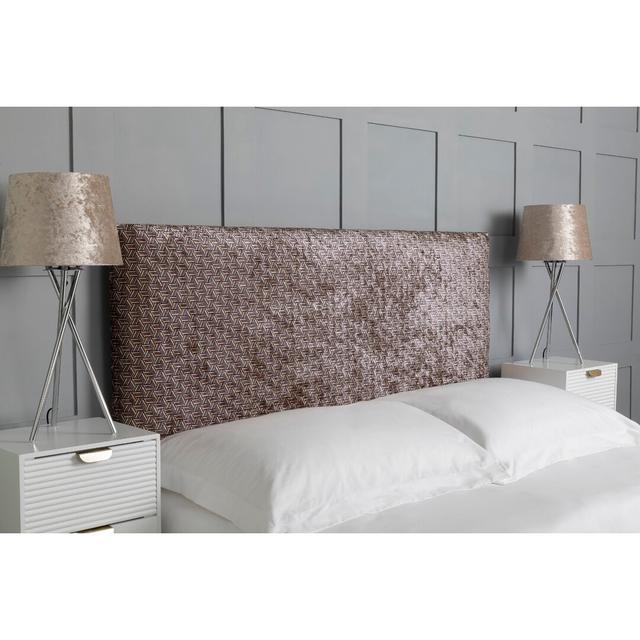 Braylen Upholstered Headboard, Prism Marble Velvet Designer Fabric, Made In England Hashtag Home Size: Small Single (2'6), Upholstery: Plum on Productcaster.