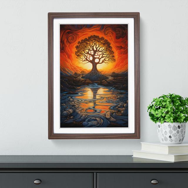 Sunrise Symbolism No.2 - Single Picture Frame Art Prints on Wood Marlow Home Co. Size: 46cm H x 34cm W x 2cm D, Frame Colour: Walnut on Productcaster.