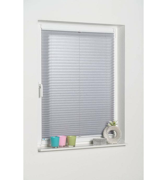 Semi-Sheer Pleated Blind Latitude Run Size: 95 W x 130 L cm, Colour: Grey on Productcaster.