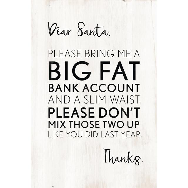 Dear Santa - Wrapped Canvas Typography The Seasonal Aisle Size: 81cm H x 122cm W on Productcaster.