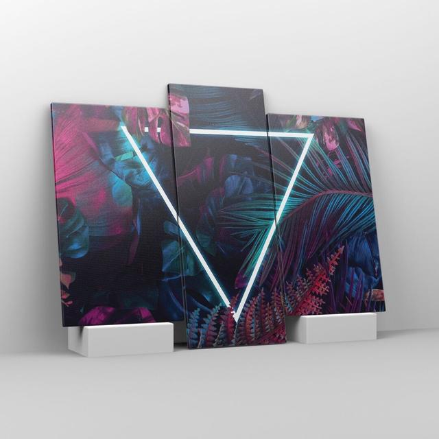 Luminous Triangle Leaves - 3 Piece Wrapped Canvas Photograph Ivy Bronx Size: 100cm H x 130cm W x 1.8cm D on Productcaster.