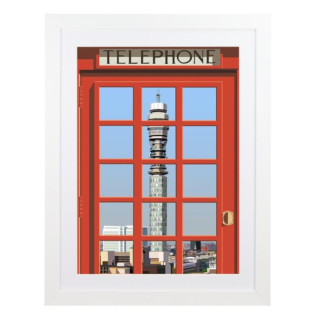 'London Telephone Box 16' - Graphic Art Print on Paper 17 Stories Size: 50cm H x 40cm W x 3cm D, Frame Option: White Framed on Productcaster.