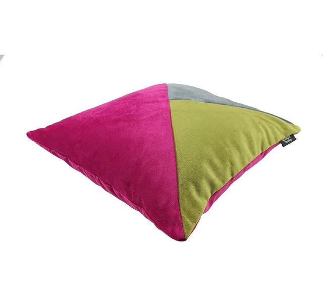 Patchwork Square Throw Pillow Cover McAlister Textiles Colour: Pink/Green/Grey, Size: 43cm H x 43cm W x 1cm D on Productcaster.