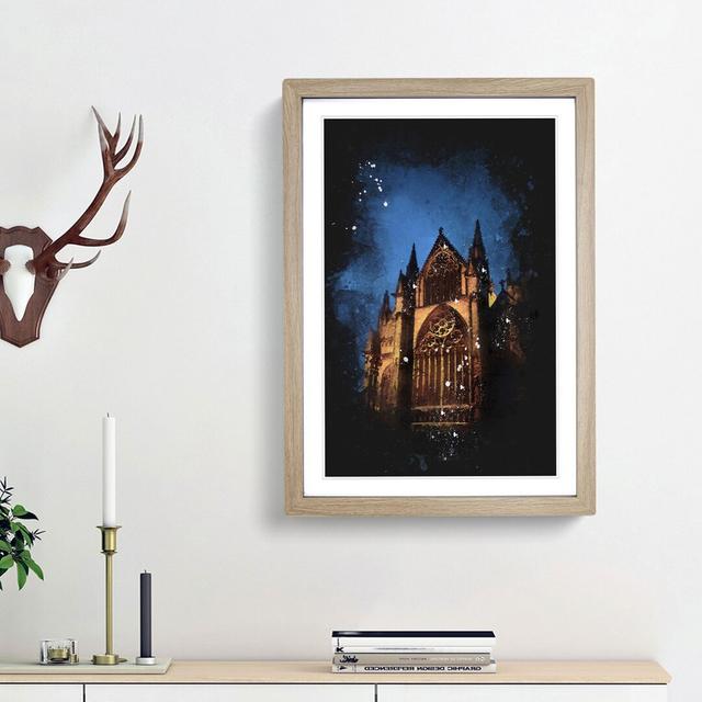 Lincoln Cathedral In England Paint Splash - Picture Frame Graphic Art on MDF East Urban Home Frame Option: Oak Framed, Size: 63cm H x 45cm W x 2cm D on Productcaster.