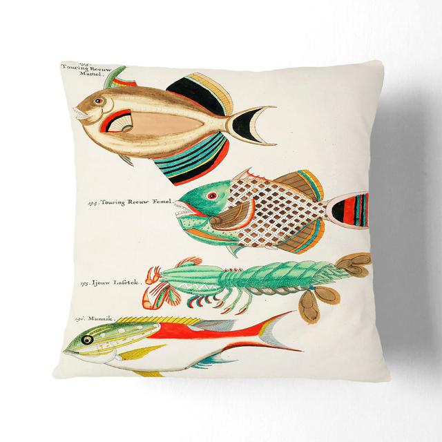 East Indies Fish & Lobster Illustrations Fol. 38 by Louis Renard Cushion with Filling East Urban Home Backing Colour: White, Size: 40cm H x 40cm W x 1 on Productcaster.