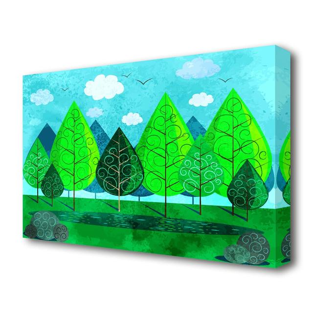 Green Tree Swirl Landscape - Wrapped Canvas Graphic Art Print East Urban Home Size: 35.6 cm H x 50.8 cm W on Productcaster.