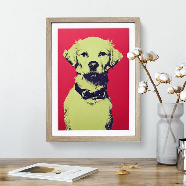 XV1022-3542X Pop Art Puppy Dog - Marlow Home Co. Format: Oak Framed, Matte Colour: White, Size: 34cm H x 25cm W on Productcaster.