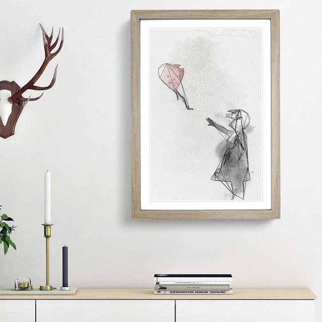 Red Balloon Girl in Abstract by Banksy - Picture Frame Graphic Art Print East Urban Home Frame Option: Oak Framed, Size: 65cm H x 48cm W x 2cm D on Productcaster.