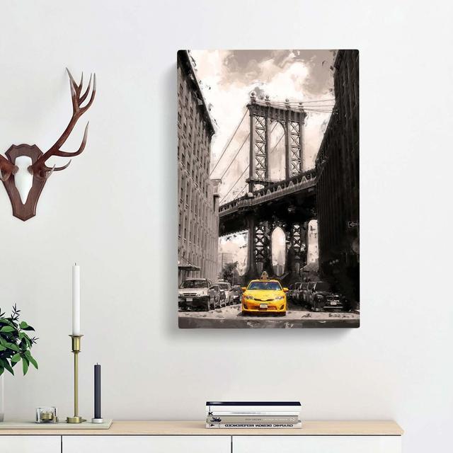 Yellow Taxi Cab in New York City in Abstract - Wrapped Canvas Graphic Art Print East Urban Home Size: 91cm H x 60cm W x 3cm D on Productcaster.