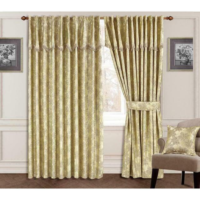 Vicksburg Polyester Grommet / Eyelet Curtain Pair (Set of 2) Mercer41 Panel Size: 168 W x 183 D cm, Colour: Gold on Productcaster.