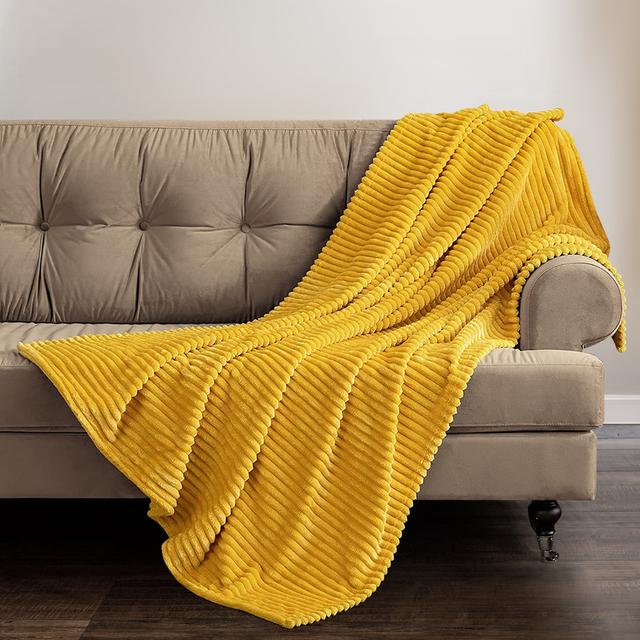 Thermal Supersoft Snug Cord Throw Blanket Velosso Colour: Ochre on Productcaster.