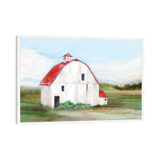 Red Barn I by Isabelle Z - Graphic Art Print on Canvas Ebern Designs Format: White Framed, Size: 66.04cm H x 101.6cm W x 3.81cm D on Productcaster.