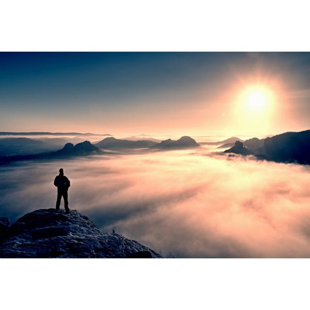 Man on Peak of Rock by Rdonar - Wrapped Canvas Photograph Alpen Home Size: 81cm H x 122cm W on Productcaster.