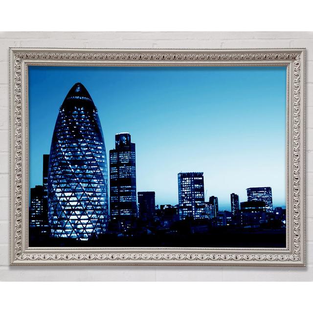 London The Gherkin Orange City - Single Picture Frame Art Prints Bright Star Size: 29.7cm H x 42cm W x 3cm D, Colour: Blue on Productcaster.