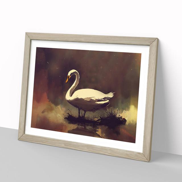 Swan Art Painting Vol.3 - Picture Frame Graphic Art Rosdorf Park Frame Colour: Oak, Size: 34cm H x 46cm W x 2cm D on Productcaster.