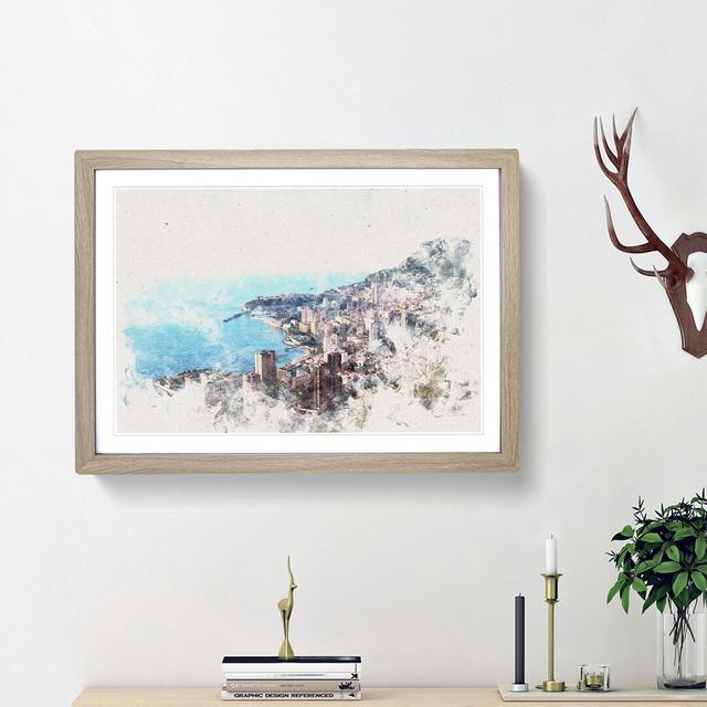 Skyline of Monte Carlo in Monaco - Picture Frame Painting Print East Urban Home Frame Option: Oak Framed, Size: 62cm H x 87cm W x 2cm D on Productcaster.