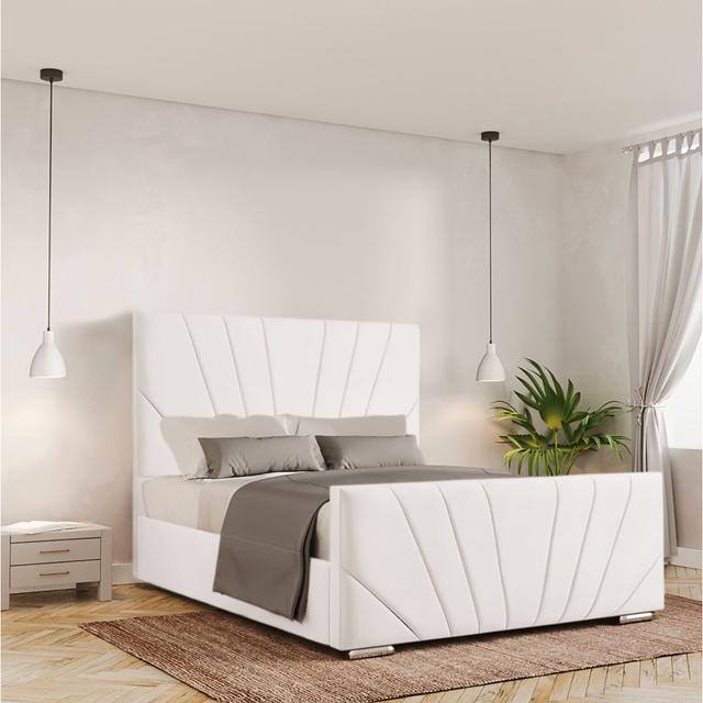 Odolo Upholstered Bed Fairmont Park Colour: White, Size: Small Double (4') on Productcaster.