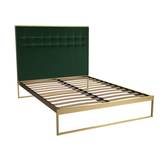 Euclid Upholstered Bed Frame Canora Grey Colour: Deep Green, Size: Double (4'6) on Productcaster.