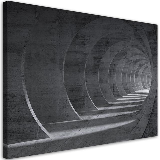 Grey 3D Tunnel - No Frame Print on Canvas ClassicLiving Size: 80cm H x 120cm W on Productcaster.