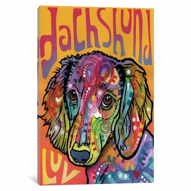 Dachshund Luv by Dean Russo - Print on Canvas East Urban Home Frame Option: No Frame, Size: 66.04cm H x 45.72cm W x 3.81cm D on Productcaster.