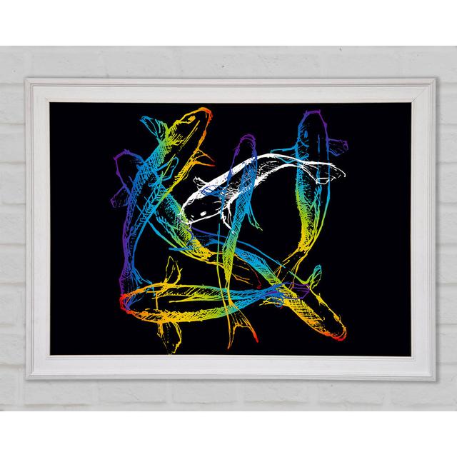 Japanese Rainbow Koi - Single Picture Frame Art Prints Ophelia & Co. Size: 42cm H x 59.7cm W x 1.5cm D on Productcaster.