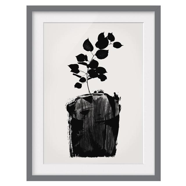 Gerahmter Grafikdruck, Flora ‐ Black Leaves Rosalind Wheeler Größe: 40 cm H x 30 cm B x 2 cm T, Format: Grau, Matte Farbe: Weiß on Productcaster.