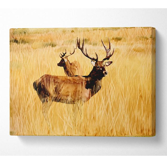 Stag Duo - Wrapped Canvas Art Prints Alpen Home Size: 35.6cm H x 50.8cm W x 10cm D on Productcaster.