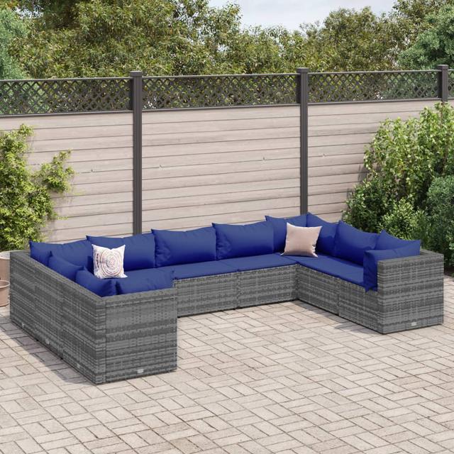 Gartensofa mit Kissen DEvidaxl Farbe des Kissens: Dunkelblau, Rahmenfarbe: In Grau on Productcaster.