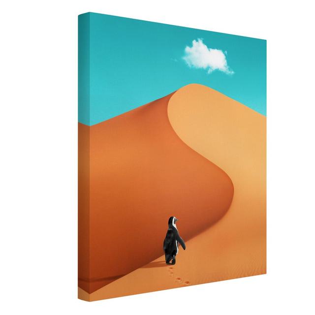 Desert with Penguin by Jonas Loose - Wrapped Canvas Graphic Art Gracie Oaks Format: 260g/m² Canvas, Size: 80cm H x 60cm W on Productcaster.