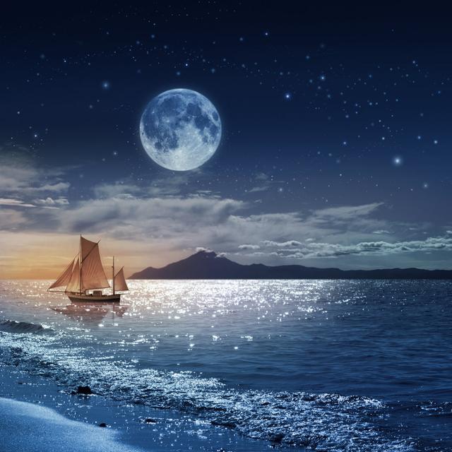 Moon Night by O-che - Wrapped Canvas Art Prints Breakwater Bay Size: 51cm H x 51cm W on Productcaster.