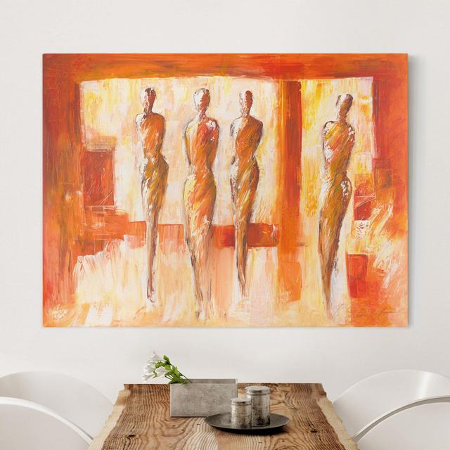 Leinwandbild Four Figures in Orange by Petra Schüßler Rosalind Wheeler Größe: 75 cm H x 100 cm B on Productcaster.