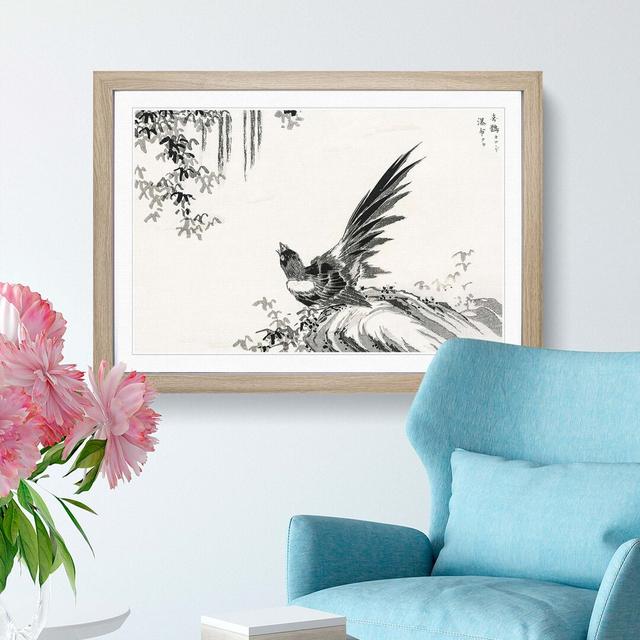 Japanese Magpie by Numata Kashu - Picture Frame Painting Print East Urban Home Format: Oak Framed, Size: 62cm H x 87cm W x 2cm D on Productcaster.