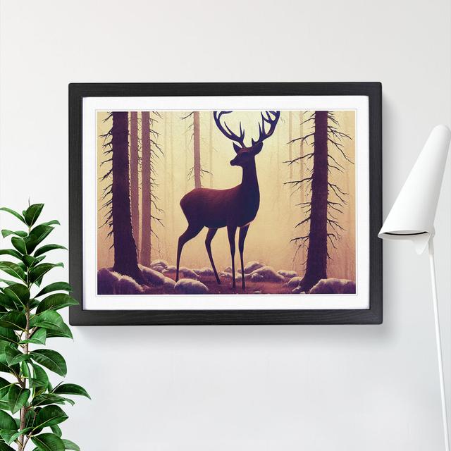 Elegant Stag Deer - Single Picture Frame Print Alpen Home Frame Colour: Black , Size: 34cm H x 46cm W x 2cm D on Productcaster.