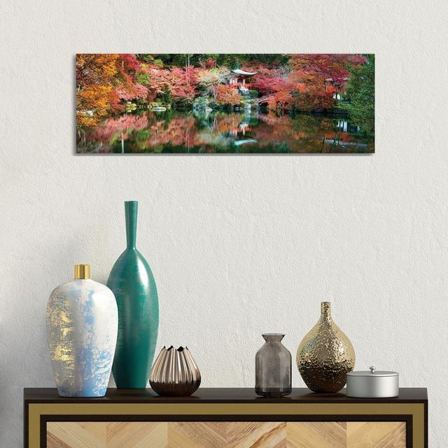 Panoramic View of the Daigo-Ji Temple in Autumn, Kyoto, Japan by Jan Becke - Wrapped Canvas Panoramic Art Prints Brayden Studio Size: 30.48cm H x 91.4 on Productcaster.