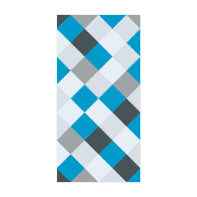 Giersz Rotated Chessboard Blue/Black/Grey Indoor/Outdoor Rug East Urban Home Rug Size: Rectangular 50 x 100cm on Productcaster.