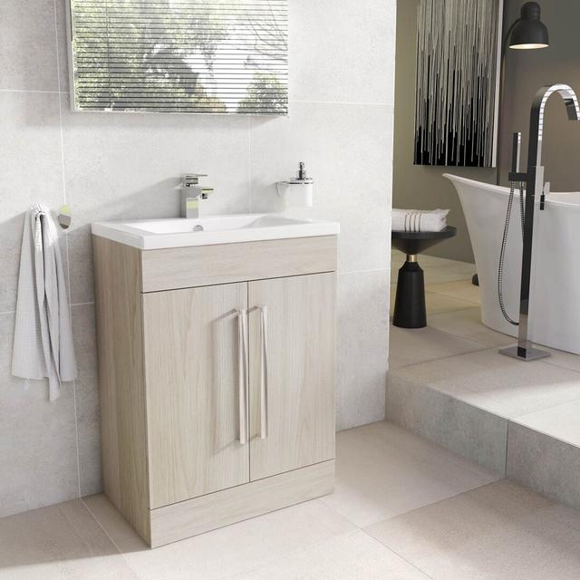 Whitfield 600mm Free-standing Vanity Unit Belfry Bathroom Base Finish: Light Elm on Productcaster.