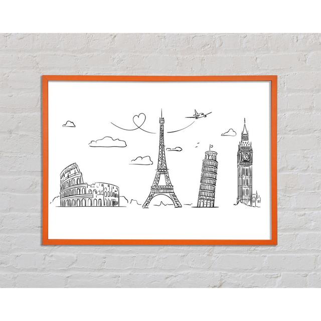 Famous Citys of the Europe 2 ClassicLiving Size: 21cm H x 29.7cm W x 2cm D, Format: Orange Framed Paper on Productcaster.