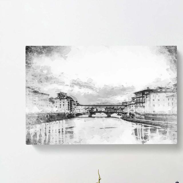 Ponte Vecchio Bridge in Florence Italy - Wrapped Canvas Painting Print East Urban Home Size: 40cm H x 60cm W x 3cm D on Productcaster.