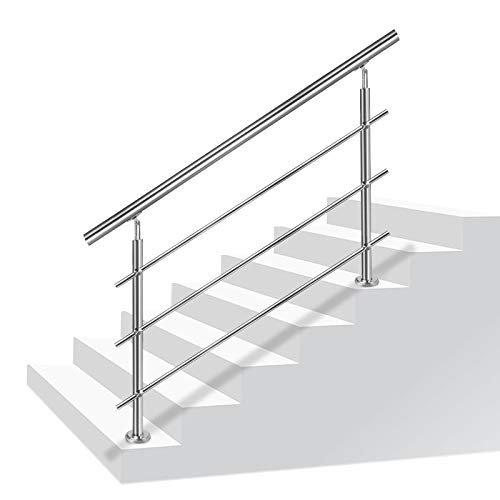 Edelstahl-Handlauf 100cm, Balkon/Treppen, 2 Pfosten, 3 Querstreben ClearAmbient Größe: 106cm H x 150cm B x 4cm T on Productcaster.