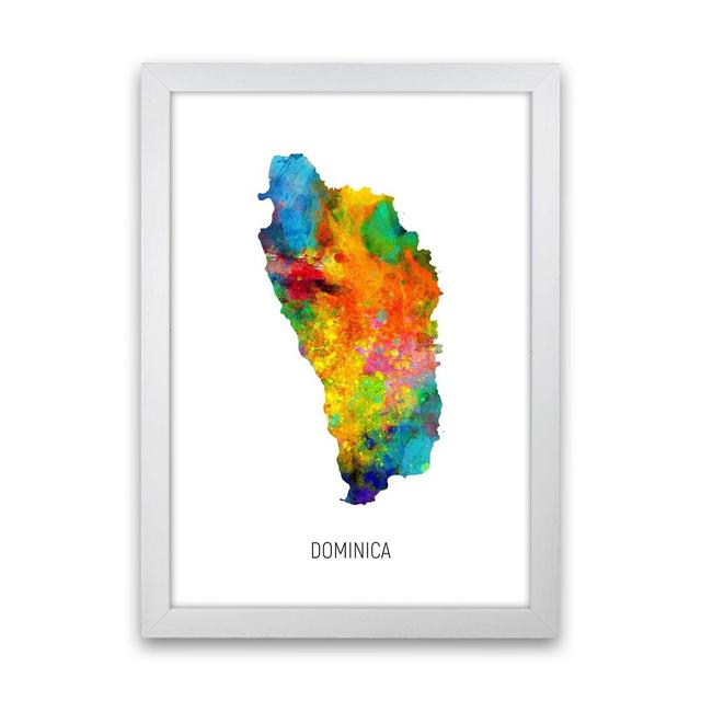 Dominica Watercolour Map by Michael Tompsett - Print Latitude Run Format: White Framed, Size: 34cm H x 25cm W x 3cm D on Productcaster.